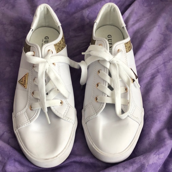 guess white gold sneakers